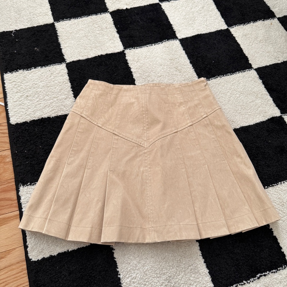 Free People Tan Skater Mini Skirt